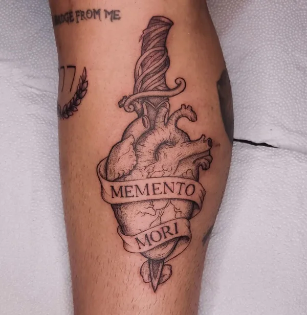 Memento Mori Anatomical Heart Tattoo