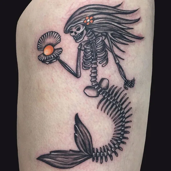 Mermaid Skeleton Tattoo 1