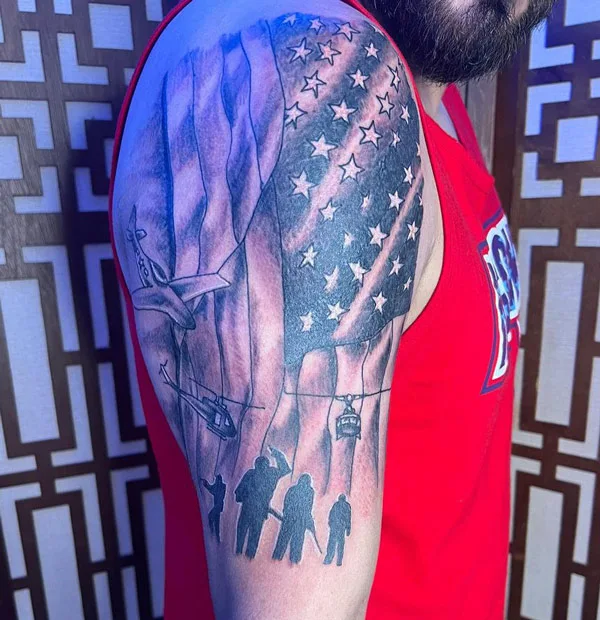 Military American Flag Tattoo 2
