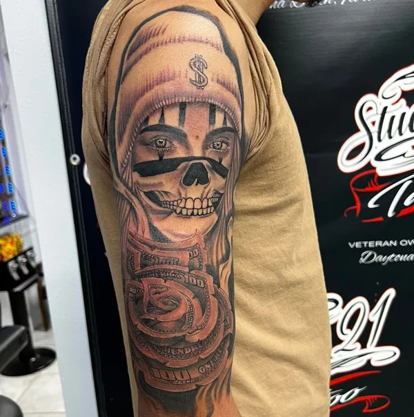 Money Rose Arm Tattoo