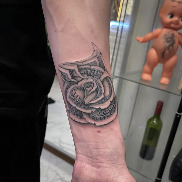 Money Rose Wrist Tattoo 2