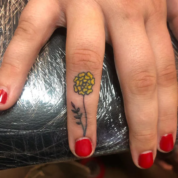 October Birth Flower Finger Tattoo