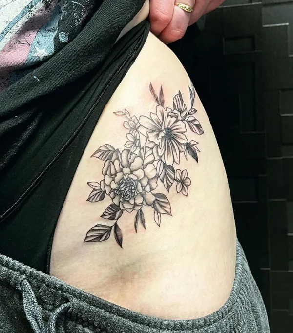 October Birth Flower Hip Tattoo