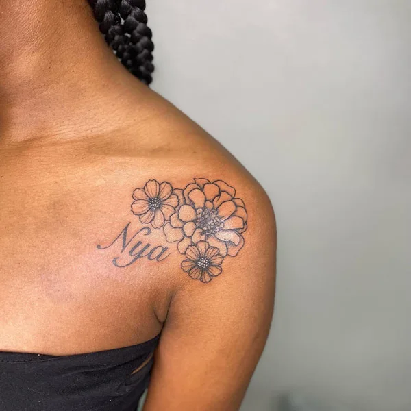 October Birth Flower Shoulder Tattoo
