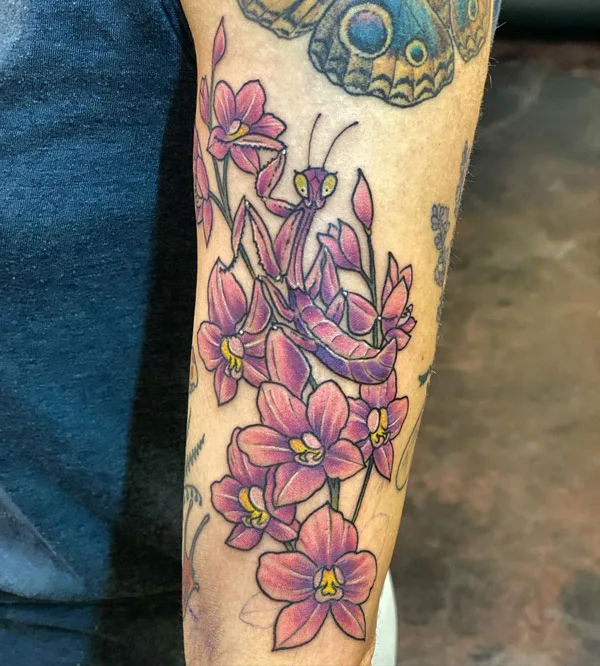 Orchid Mantis Tattoo 1
