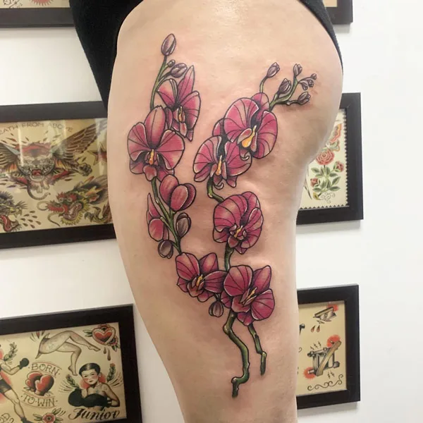 Orchid Thigh Tattoo 1