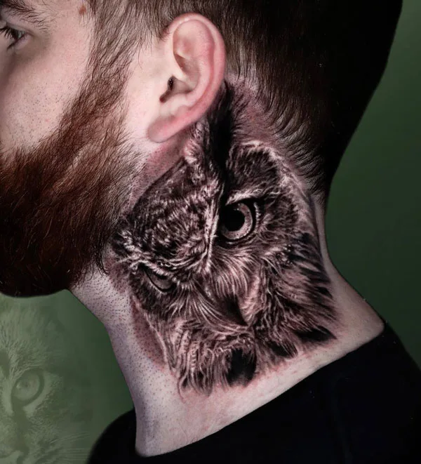 Owl Neck Tattoo 1