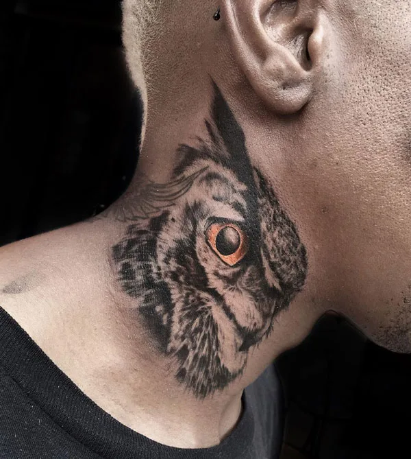 Owl Neck Tattoo 2