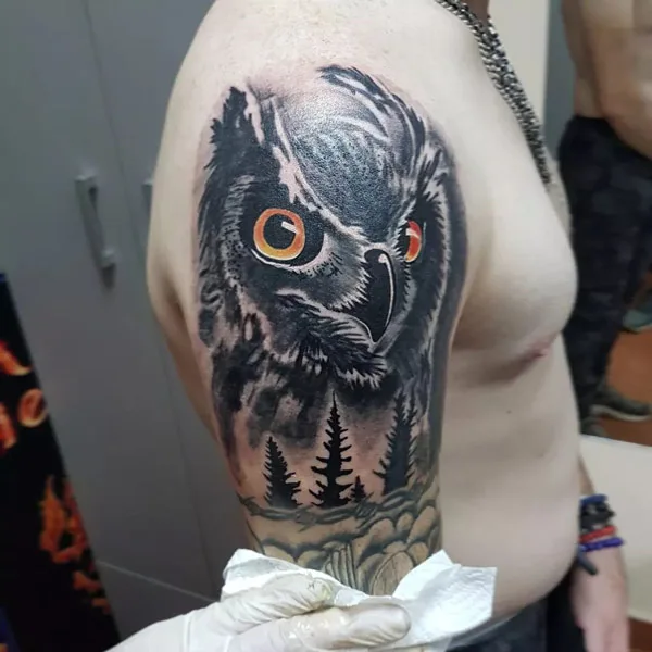 Owl Shoulder Tattoo
