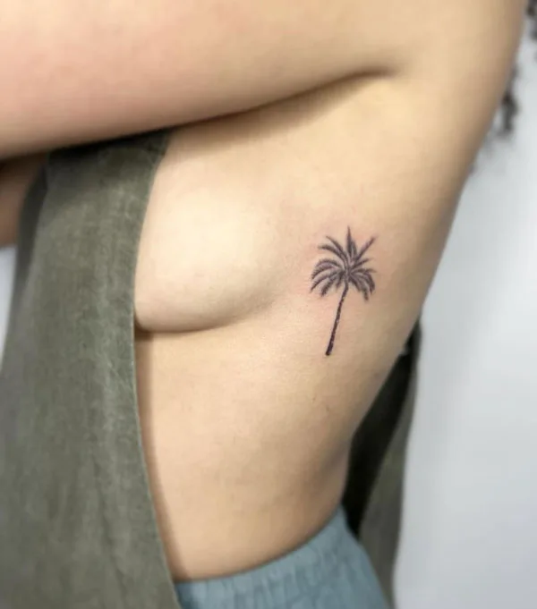 Palm Tree Side Boob Tattoo