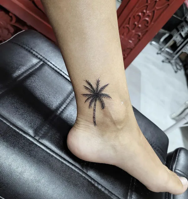 Palm Tree Tattoo on Ankle 2