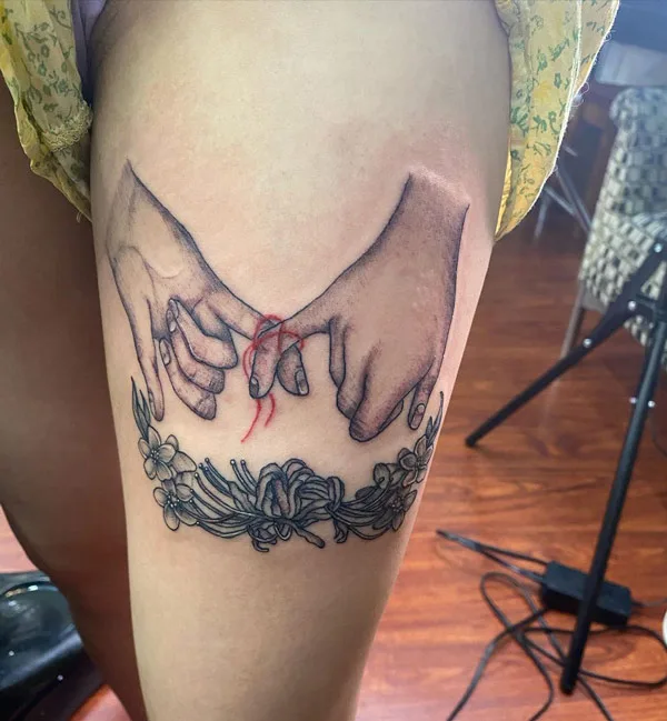 Pinky Promise Thigh Tattoo