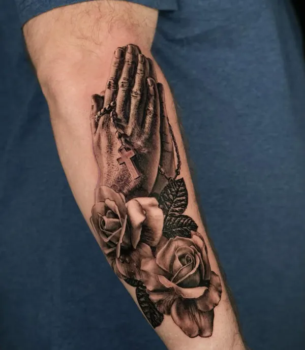 Praying Hands Rose Tattoo 2