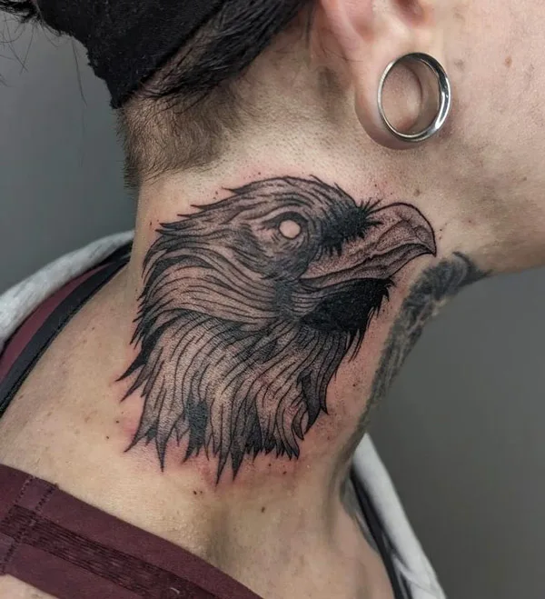Raven Neck Tattoo
