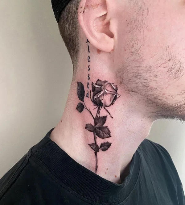Rose Neck Tattoo 1