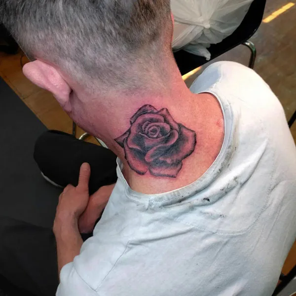 Rose Neck Tattoo 2