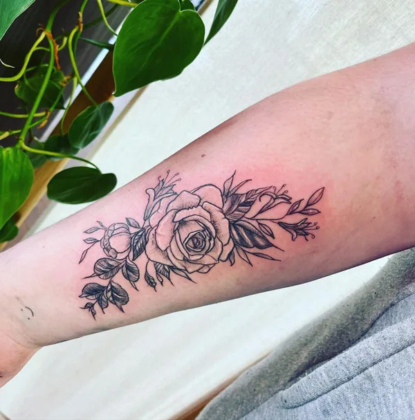 Rose and Honeysuckle Tattoo