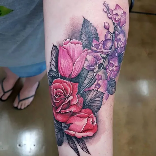Rose and Orchid Tattoo