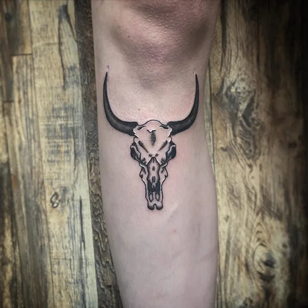 Simple Bull Skull Tattoo
