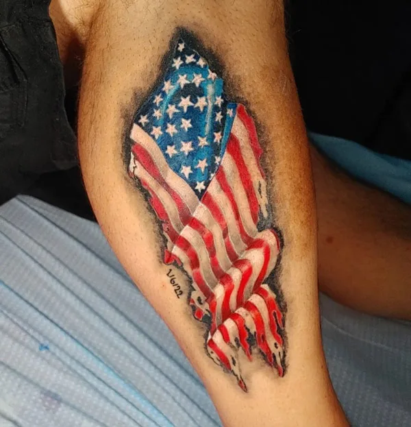 Tattered American Flag Tattoo 1