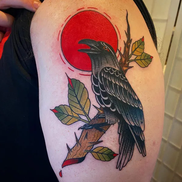 Traditional Raven Tattoo 1