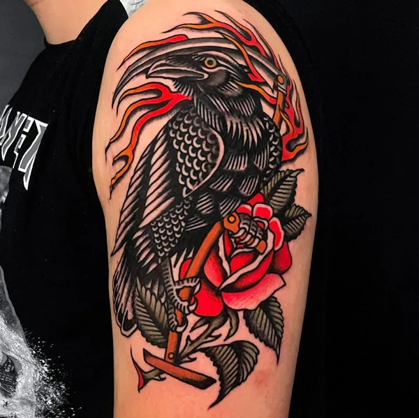 Traditional Raven Tattoo 2