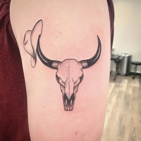 Western Bull Skull Tattoo 2