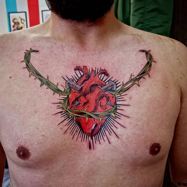 Anatomical Sacred Heart Tattoo 3