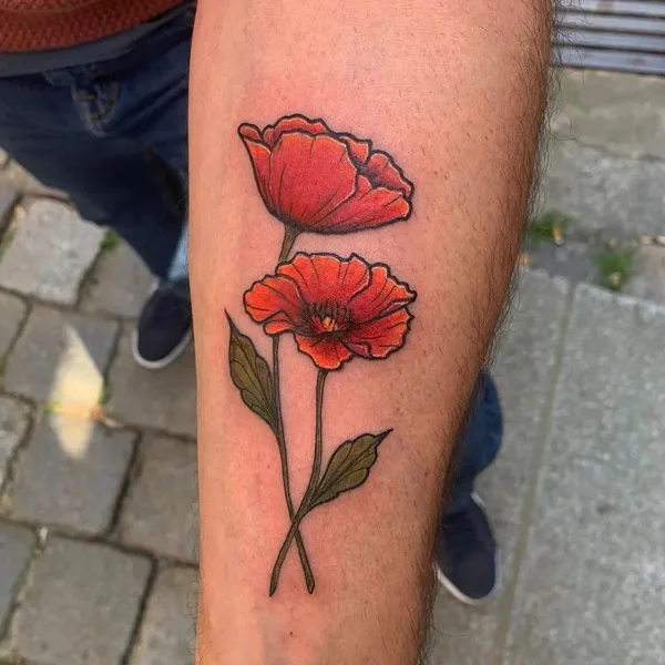 August Birth Flower Forearm Tattoo 2