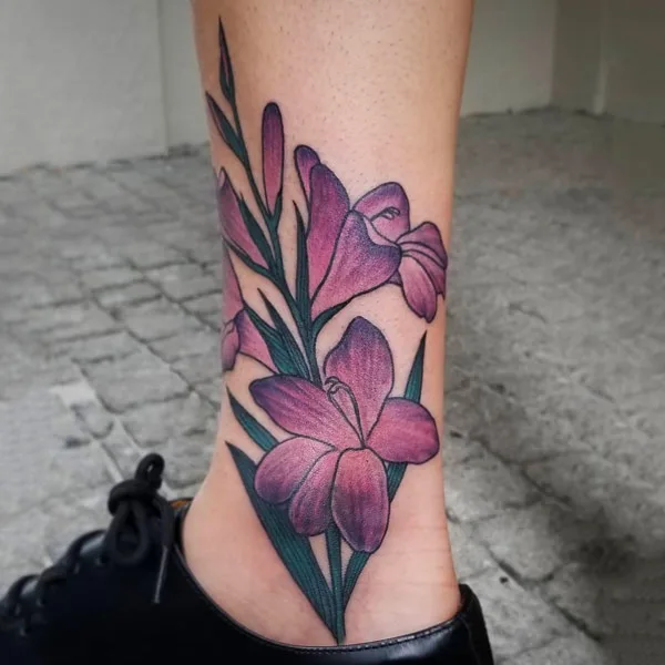 August Birth Flower Tattoo on Leg