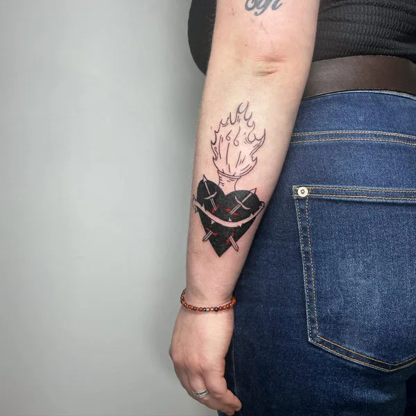 Black Sacred Heart Tattoo 1