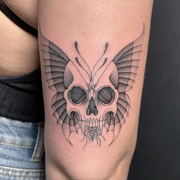 Butterfly Skull Tattoo on Arm
