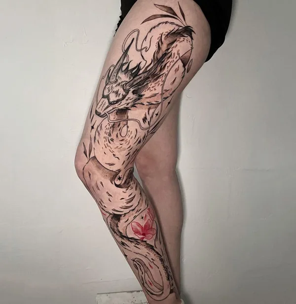 Dragon Leg Sleeve Tattoo 1