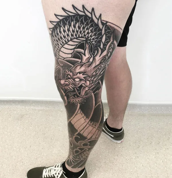 Dragon Leg Sleeve Tattoo 2