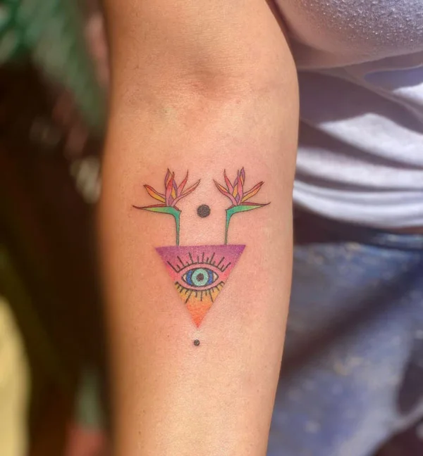 Evil Eye Flower Tattoo