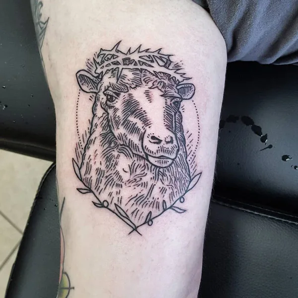 Lamb with Crown of Thorns Tattoo