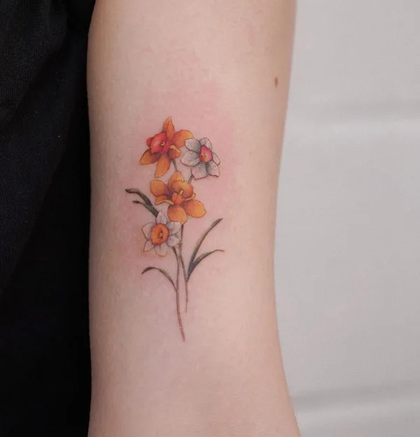 March Birth Flower Arm Tattoo