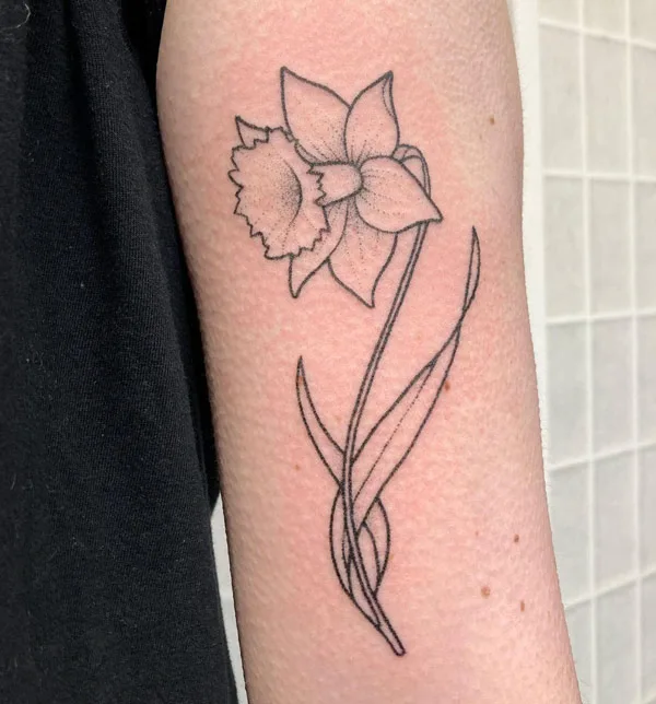 March Birth Flower Outline Tattoo