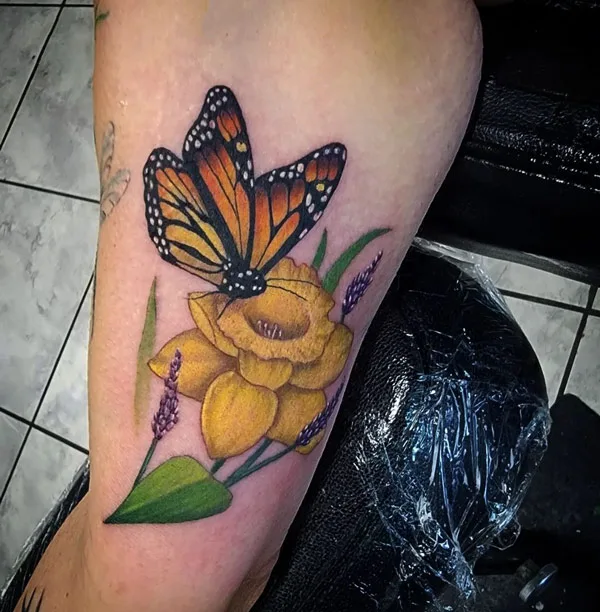 March Birth Flower and Butterfly Tattoo 1