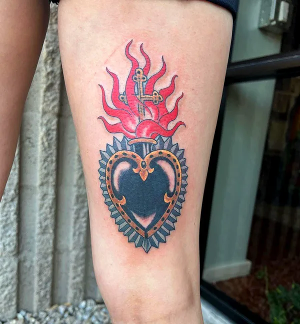 Old School Sacred Heart Tattoo 1