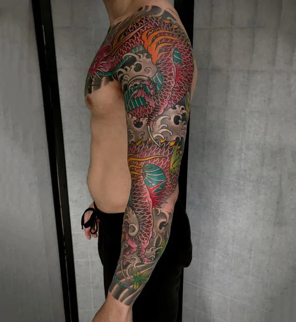 Red Dragon Sleeve Tattoo 2