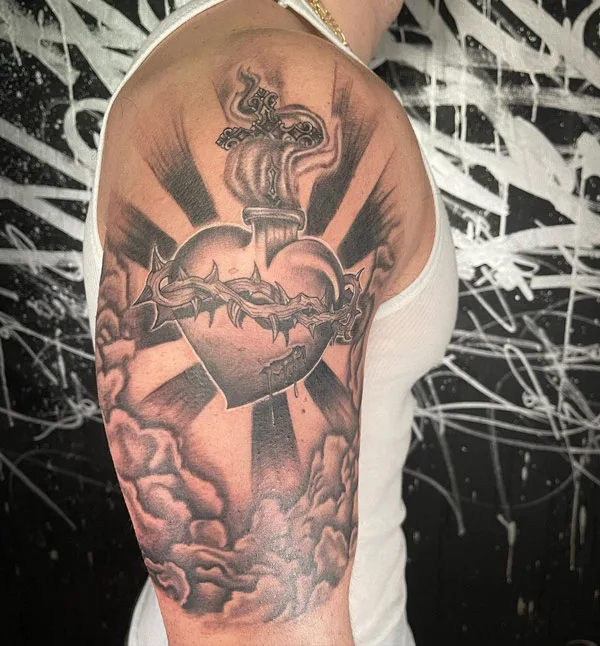 Sacred Heart Arm Tattoo 1