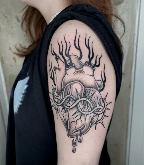 Sacred Heart Arm Tattoo 2