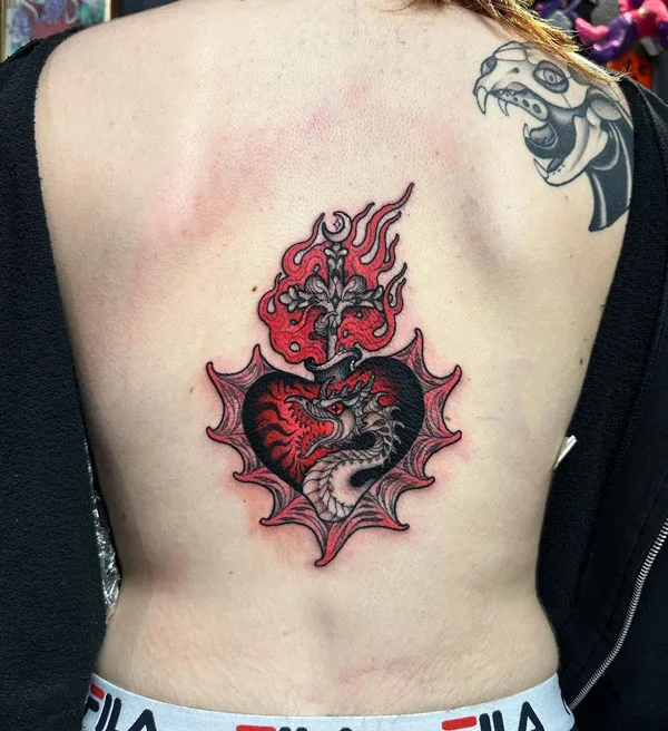 Sacred Heart Dragon Tattoo