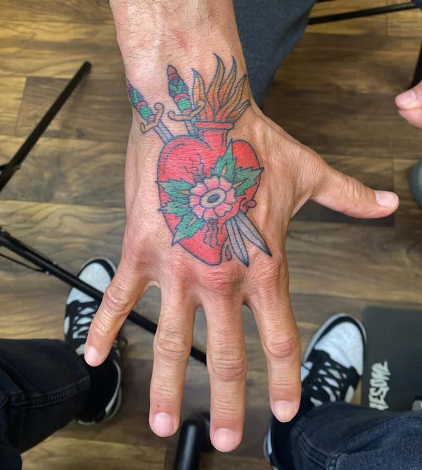 Sacred Heart Hand Tattoo 3