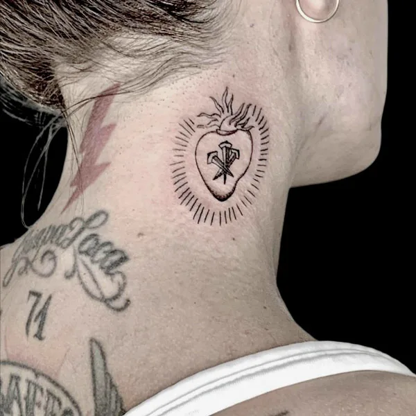 Sacred Heart Neck Tattoo