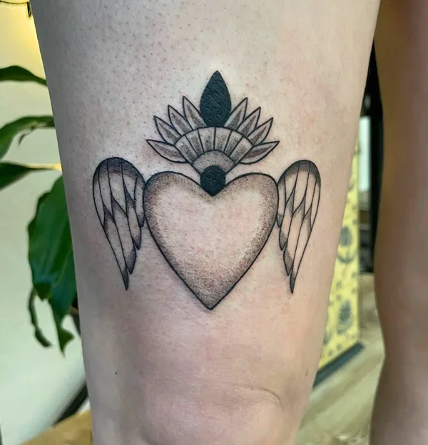 Sacred Heart with Wings Tattoo 1