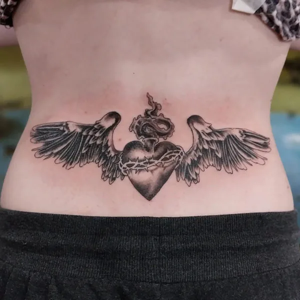Sacred Heart with Wings Tattoo 2