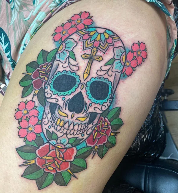 Sugar Skull Cover-Up Tattoo