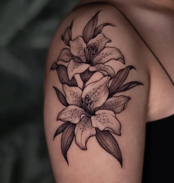 Tiger Lily Tattoo Black And White 1